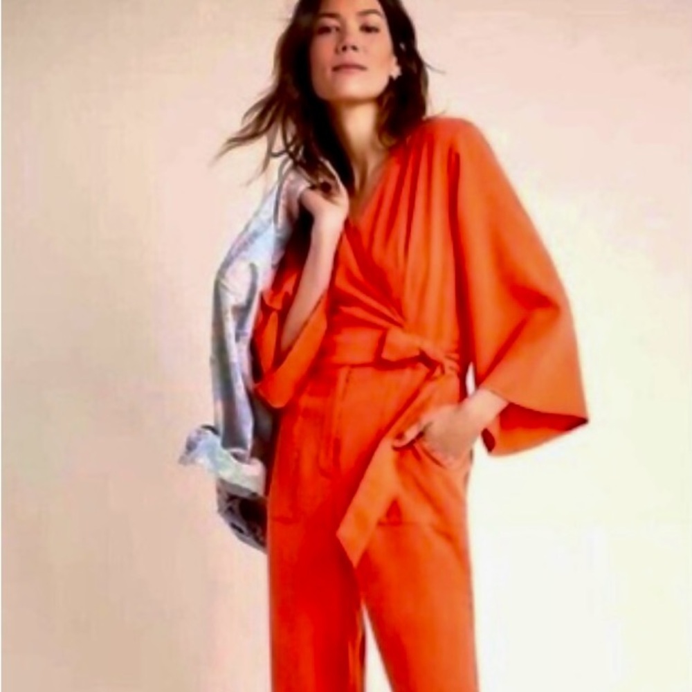 Anthropologie Amadi Tangerine Jumpsuit